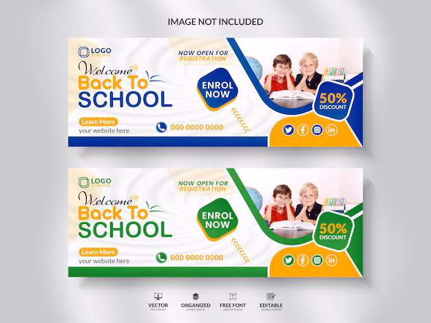 儿童学校入学社交媒体封面facebook封面设计