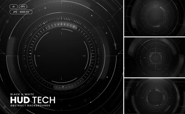 黑色和白色未来派HUD界面