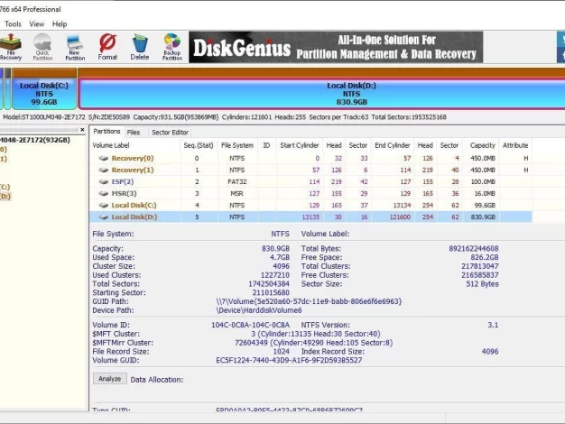 磁盘管理工具 DiskGenius Professional 6.0.1.1645 (x64) 多语言 WinPE